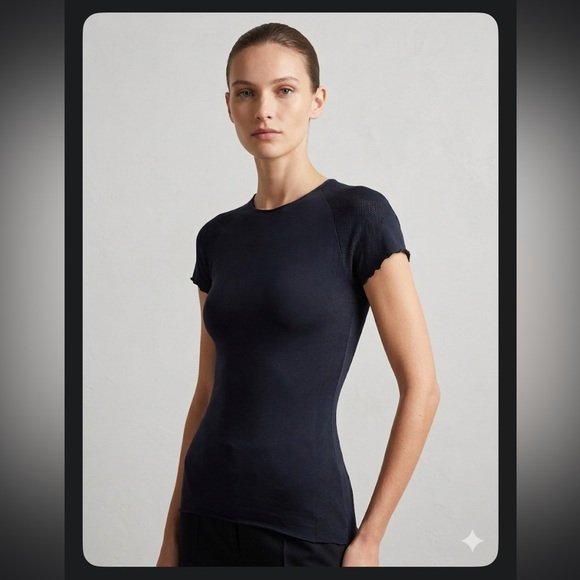 Prada Girocollo Jersey Intero Short Sleeve Top | Size S | Dark Blue / Black - Picture 4 of 15